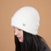 Gorro de Lana de Cabeza Grande para Niños Otoño e Invierno Terciopelo Cálido Felpa Gorro para el Frío Engrosado Jersey Todo Fósforo Protección de Orejas Gorro de Punto