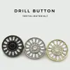 Botones Metálicos Estilo Lujo Ligero con Incrustaciones de Diamantes de Girasol para Abrigos, Suéteres, Decoraciones de Lana, Botones Redondos de Piel