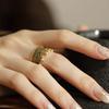 Anillo abierto de estilo vintage con borlas y cuentas redondas de estilo industrial pesado de Niche para mujer, diseño antiguo, estilo hueco