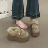 Botas de Neve Birkenstock com Solado Grosso Femininas Novo Inverno Plus Velvet Retro Aumenta Altura Mary Jane Pelo Algodão Sapatos Femininos