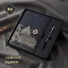 Suministro de cajas de regalo culturales chinas de moda, cuadernos con estampado dorado de arquitectura antigua, cuadernos de regalo para negocios