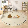 Alfombra Redonda de Piso con Animales de Dibujos Animados Habitación Infantil Alfombra Antideslizante Dormitorio Silla de Oficina Hamaca Pad Fácil de Limpiar Felpudo