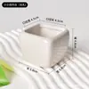 Vaso Cerâmico Simples para Suculentas, Vaso Quadrado Pequeno para Cactos, Vaso do Tamanho de um Polegar, Vaso para Flores de Decoração de Casa, Estilo para Mesa