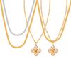 Estilo japonês e coreano Vintage diamante-incrustado pingente flor pastoral simples titânio aço ouro chapeado colar estilo chique leve luxo moda clavícula cadeia