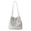 Bolsa Pequeña con Lentejuelas Elegante para Mujer de Comercio Exterior Transfronterizo, Bolso Cubo de Alta Gama de Nueva Moda, Bolso de Hombro con Diseño de Nicho Tendencia