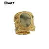 WT-R562 Estilo Corte Europeu Pedra Preciosa Multicolorida Ametista Banhado a Ouro 18k Anel de Inauguração para Banquete Feminino Joia