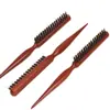 Peine de dientes estrechos de melena de cerdo, peine de lana de tres filas, forma esponjosa, mango largo, peine de madera para maquillaje, peine de cola puntiaguda y rizado.