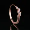 Novo Anel de Folha Estilo Fresco para Mulheres, Joia Fashionável de Galho com Zircônia Ouro Rosa de Comércio Exterior, Acessório Transfronteiriço Mais Vendido