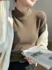 Camiseta Feminina Outono 2026 Nova Gola Alta Estilo Coreano Peça Íntima de Alta Qualidade Top Fino de Manga Longa