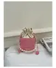 Bolso Bandolera Cruzado Estilo Ins con Cordón Lujo Ligero Perla Francesa 2026 Nuevo Verano Moda Personalizada Bolso Cubo con Cordón para Mujer