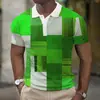 Camisa Polo de Verano para Hombre Nueva de Manga Corta Cuadros Impresión Digital 3D Casual de Negocios Transpirable Cuello de Solapa Polo