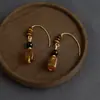 Brincos Vintage Maillard Tiger Eye Nicho Feminino Feito à Mão Francês Luz Luxo All-match Brincos Moda High-end Brincos
