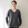 Suéter minimalista de cachemir 100% puro cepillado con cuello en V de alta gama para principios de otoño, suéter de punto casual nuevo