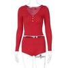 Belleza transfronteriza para mujer sexy top ajustado con cuello en V escotado moda shorts deportivos de dos piezas al por mayor