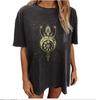 Camiseta negra de manga corta con estampado de calavera y sol y luna de estilo gótico de verano 2023