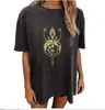 Top de Manga Curta com Estampa de Caveira Sol Lua Vintage Verão Roupas Góticas Camiseta Preta 2026 Europa e América