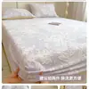 Sábana bajera ajustada de terciopelo de leche con patrón engrosado, pieza única, protector de colchón de forro polar coral cálido de invierno, juego de ropa de cama de tres piezas