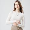 Suéter de Punto sin Costuras para Mujer, 60 Hilos de Lana Pura 100%, Hombros Descubiertos, Manga Larga