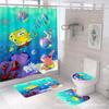 Cortina de Ducha Impermeable y Antimoho de Poliéster con Estampado Digital de la Popular Serie Bob Esponja Cuatro Piezas Juego Fabricante