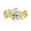 Anillo de Plata de Ley S925 Color Dorado de Venta Caliente Europeo y Americano con Moissanita en Forma de Corazón, Joyería de Moda, Anillo de Moissanita