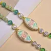 Colgante Thangka Dorado de Colores Pintado a Mano Zorro de Nueve Colas Hada Zorro Thangka de Tara Verde Collar Amuleto de Buda Portátil Venta al por Mayor