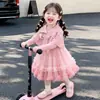 Vestido de Niña Primavera y Otoño 2026 Estilo Nuevo Suéter Elegante para Niños Chal Falda de Gasa Vestido Vestido de Princesa Conjunto de Dos Piezas