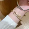Pulsera de Moda Europea y Americana con Diamantes Completos en Forma de Serpiente para Mujer Exquisito Anillo de Mano de Latón con Circonita Joyería de Alta Calidad de Venta Caliente Transfronteriza
