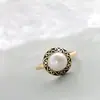 Pabellón Nafu Joyería de Plata al por Mayor Anillo Retro Casual de Plata de Ley 925 Incrustado con Perla de Agua Dulce Natural Anillo Chapado en Oro de 18K