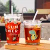 Nuevo Taza de Agua de Vidrio Grabada Grande de Moda con Popote, Taza de Leche para Uso en Casa y Oficina