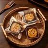 Bolsas y charolas doradas para empaque de pasteles de luna, bolsas autosellables para repostería de 50 g, 75 bolsas autoadhesivas para empaque de galletas para hornear