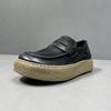 Sapatos Casuais Masculinos Slip-On Versáteis de Verão Respiráveis em Couro Genuíno Loafers Estilo Europeu de Nicho com Solado Grosso
