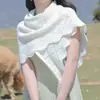 Novo Xale Triângulo Tricotado Liso Colorido Vazado para Primavera e Outono Estiloso Versátil Pequena Capa para Ombros e Pescoço Ar Condicionado Mesmo Estilo Coco