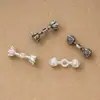 Plata pura S925 viga de equilibrio de doble extremo flor pequeña cuentas cuadradas pulsera de cuerda trenzada hecha a mano DIY accesorios de cuenta espaciadora para collar