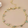 Tobillera en Capas de Piedra Natural Transfronteriza 2026, Moderna, Sencilla, Casual, Fresca, Diseño Irregular, Joyería para el Pie para Mujer