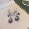 Pendientes Vintage Medievales de Circonita con Pasador de Plata Pendientes Colgantes Exagerados de Flor de Industria Pesada Lujo Accesible Pendientes de Gama Alta para Mujer