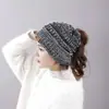 Gorro de Punto Cálido para Invierno al Aire Libre Transfronterizo, Gorro Grueso de Punto para Pullover, Gorro de Lana de Moda Deportiva para Cola de Caballo