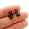 Pendientes de Animales Lindos de Dibujos Animados Diseño de Nicho Ins Pendientes de Zorro de Origami Dinosaurio Pendientes Simples de Acero Inoxidable