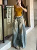 Jeans retro americanos de pierna ancha para mujer, nuevo estilo primavera y otoño, forma de pera, adelgazantes, holgados, con caída, corte A, dobladillo ancho, pantalones de largo hasta el suelo