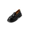 Mocasines Versátiles de Estilo Universitario con Plataforma de Suela Gruesa 2024 Primavera Tacón Medio Punta Redonda Tacón Grueso Medio Cuero Genuino Boca Profunda Planos para Mujer
