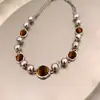 Collar de Ojo de Gato de Lujo Ligero de Gama Alta para Mujer, Nueva Cadena de Cuello de Perlas Retro, Accesorios, Cadena para Clavícula, Venta al por Mayor