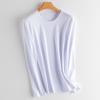 [Hengjia CF] Camiseta de algodão mercerizado resistente com seda de amoreira para mulheres, jaqueta com decote redondo e decote em V, mangas compridas, que não precisa passar e é refrescante