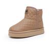 2024 Inverno Novas Botas de Neve Femininas Forradas de Lã Botas Quentes Espessadas Impermeáveis Couro Fundo Grosso Sapatos Femininos de Algodão da Moda