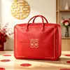 Saco de armazenamento para colcha de casamento, vermelho, grande capacidade, conjunto de quatro peças de colchas para o enxoval da noiva, com alça para facilitar o transporte