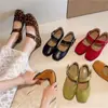 Zapatos Mary Jane retro de ante para mujer con una sola tira, nuevos zapatos planos de ballet de verano 2026, zapatos sencillos de corte bajo