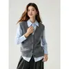 Nuevo Estilo Otoño/Invierno Chaleco Cardigan de Punto 100% Cachemira Pura para Mujer Cuello en V Ropa Exterior Prendas de Punto Versátiles Chaleco sin Mangas con Botones