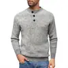 2026 Masculino Casual Versátil de Inverno com Gola Aberta Design de Botões Suéter Malha Masculina Europeia e Americana