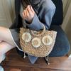 Bolso de Mano Versátil de Moda Tejido de Paja Semicircular Nuevo Bolso Tejido de Gran Capacidad Estilo Vacacional Bolso de Playa Cesta de Verduras de Mano