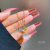 [Acero de titanio] Collar de manzana con ojo de gato y diamantes de oro real con microincrustaciones para mujer, nueva cadena de clavícula, diseño de nicho de lujo ligero.