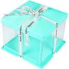 Caja cuadrada transparente para tartas de cumpleaños de doble capa, de 4, 6 y 8 pulgadas de alto, ideal para postres y repostería.