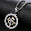 Collar de brújula de girasol europea y americana transfronteriza de acero inoxidable, brújula de diablo personalizada, accesorios para actividades al aire libre, cadena